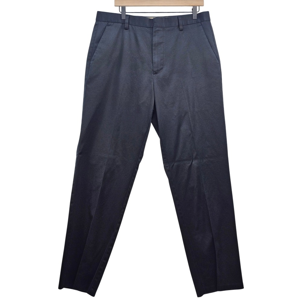 Dockers Mens Classic Fit‎ Flat Front Black Cotton Chino Pants 36x34 406714158
